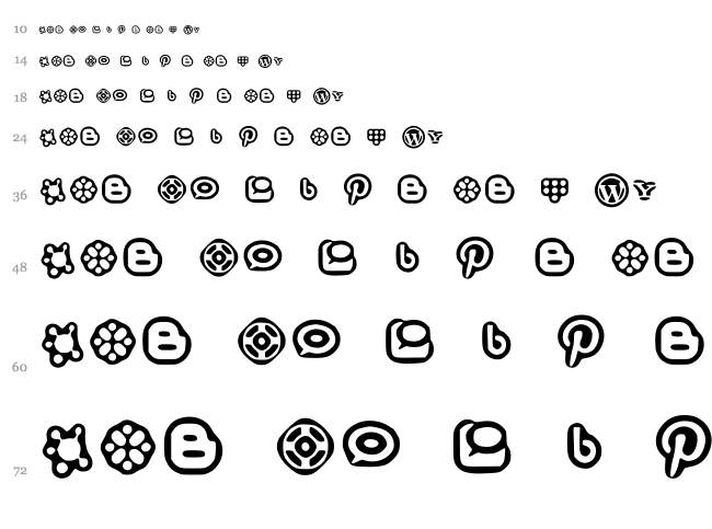 Social Media Icons Bold font waterfall